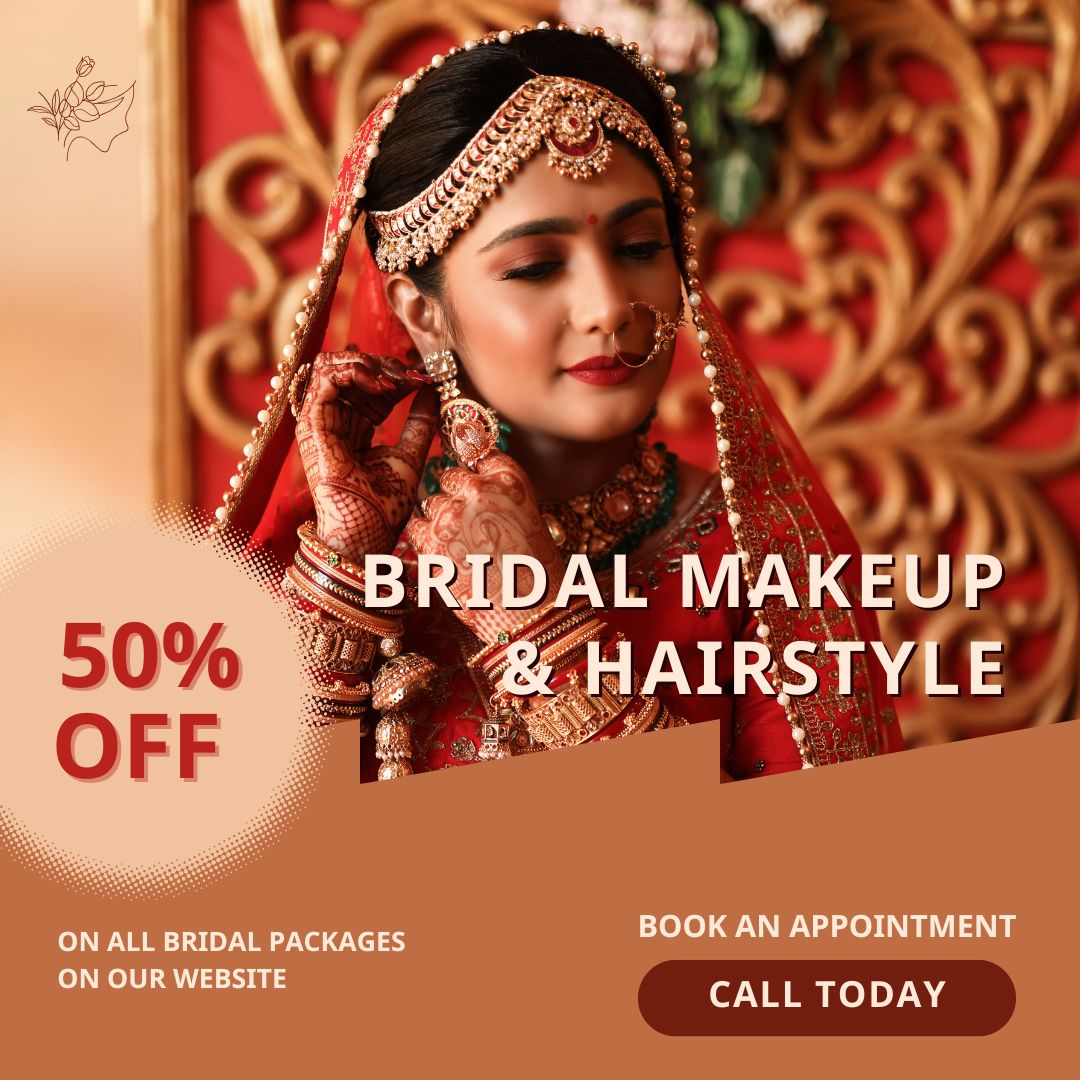 Beige And Red Modern Bridal Makeup Artist Instagram Post